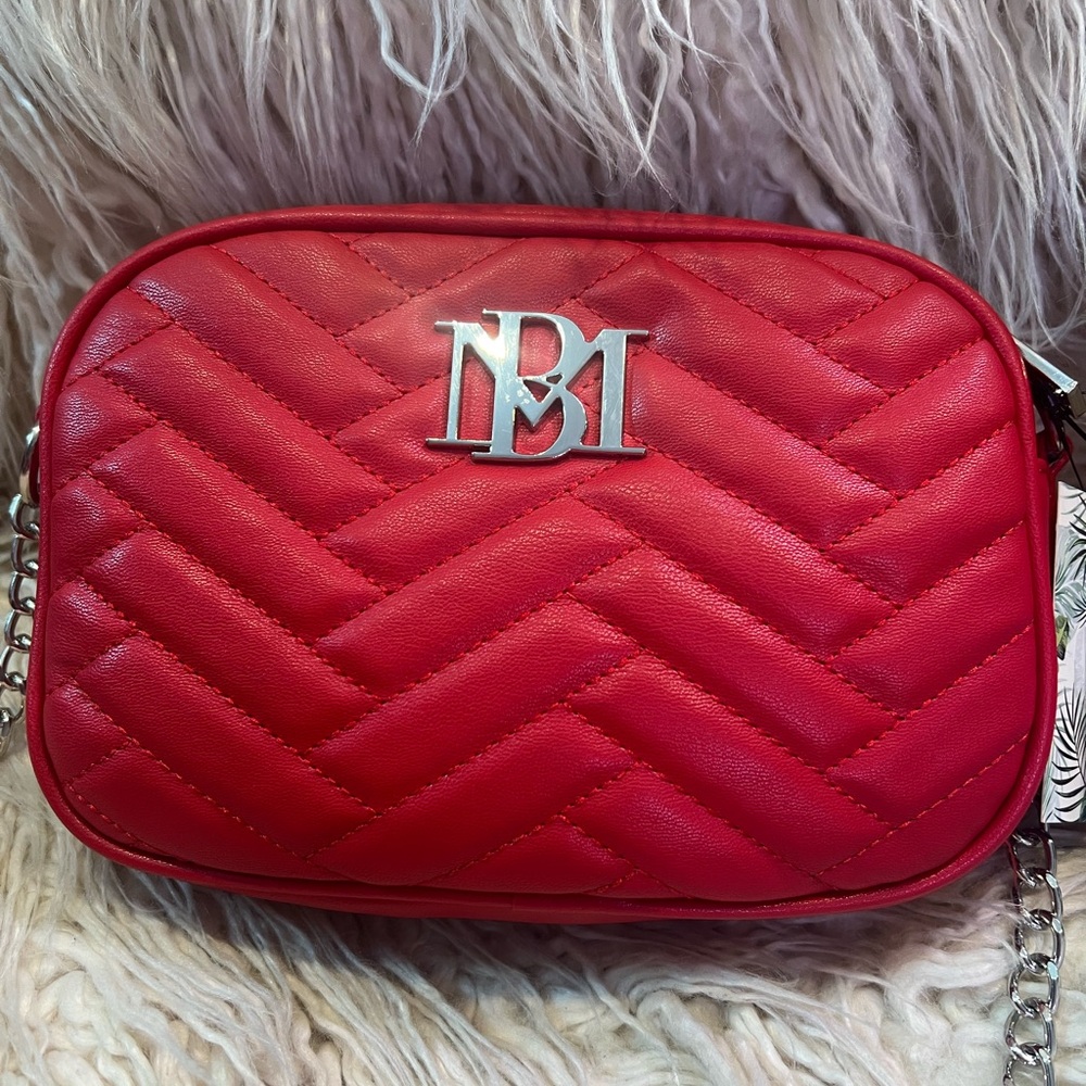 NWT Badgley Mischka Camera Crossbody Bag w/ Silver Chain Crossbody Strap